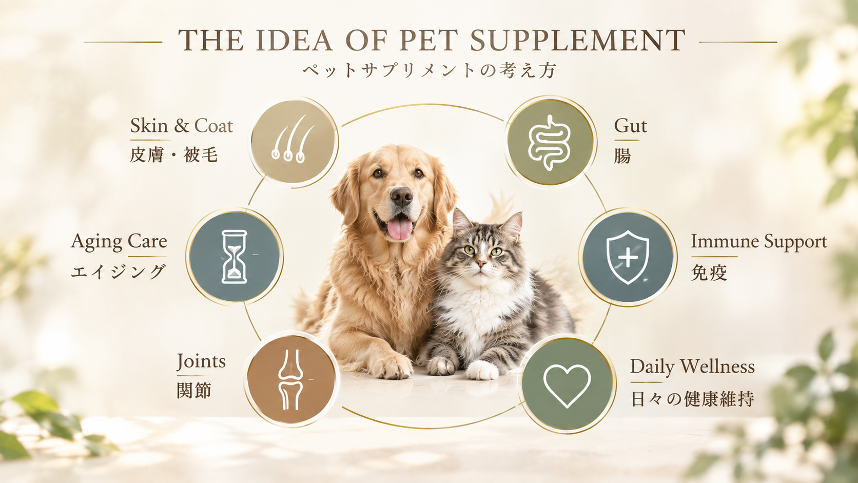 食事や運動など日々の健康管理を多角的に考える6つのケアのイメージ
